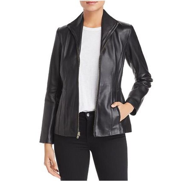 Cole Haan Signature Wing Collar Faux Vegan Leather Jacket Size S - Picture 6 of 12